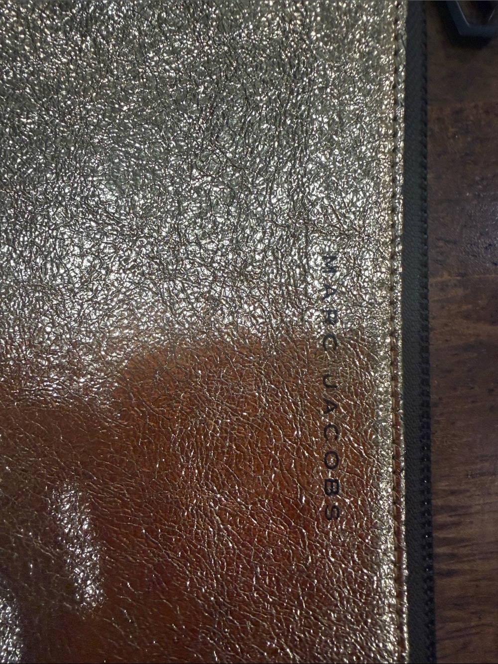 Marc Jacobs Metallic Bronze-Gold Zip Pouch